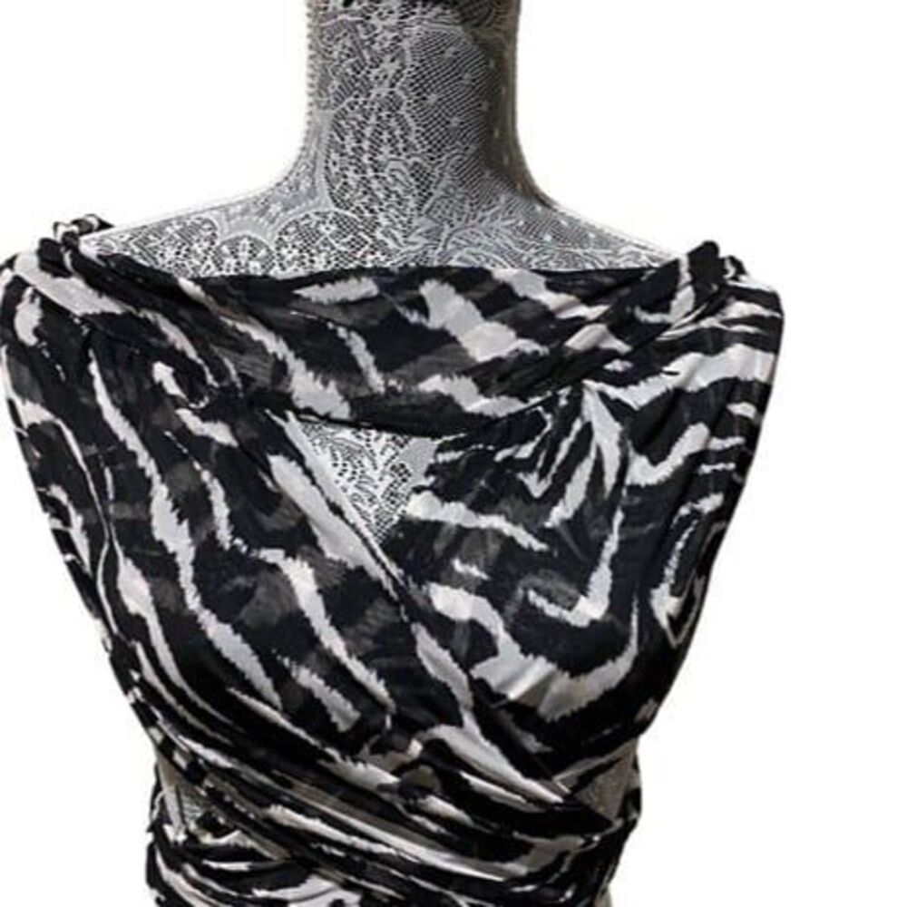 2 Pc Outfit Naked Wardrobe Shirt Pants Sheer Top Crop Festival Cutout Wrap Zebra